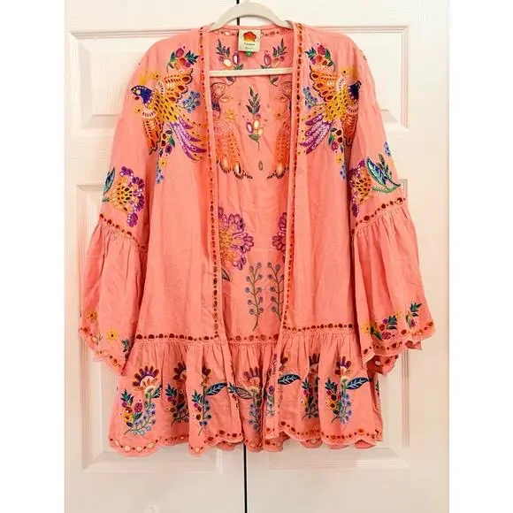 Farm Rio Richelieu Frilled Parrot Kimono Small - Picture 3 of 6